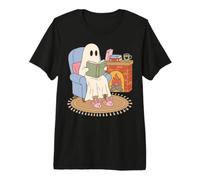 Cozy Ghost Reading Book Fireplace Bunny Slippers Camiseta Premium