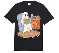 Cozy Ghost Reading Book Fireplace Bunny Slippers Comfort Colors Adult Heavyweight T-Shirt