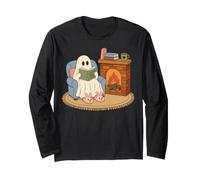Cozy Ghost Reading Book Fireplace Bunny Slippers Manga Larga