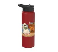 Cozy Ghost Reading Book Fireplace Bunny Slippers Stainless Steel Insulated Water Bottle