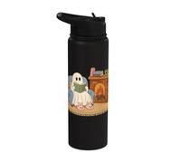 Cozy Ghost Reading Book Fireplace Bunny Slippers Stainless Steel Insulated Water Bottle
