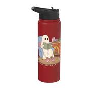 Cozy Ghost Reading Book Fireplace Bunny Slippers Stainless Steel Insulated Water Bottle