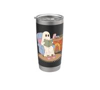 Cozy Ghost Reading Book Fireplace Bunny Slippers Vaso térmico de acero inoxidable de doble pared