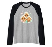 Cozy Gingerbread Houses Kawaii Funny Christmas Disfraz de Navidad Camiseta Manga Raglan