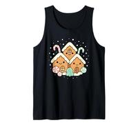 Cozy Gingerbread Houses Kawaii Funny Christmas Disfraz de Navidad Camiseta sin Mangas