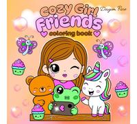 Cozy Girl Friends: A Kawaii and Relaxing Coloring Book for Teens and Adults: Cute and Adorable Animal Friends in Cozy Scenes - Bold, Easy-to-Color Line Art for Stress Relief