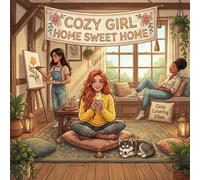 Cozy Girl Home Sweet Home: Cute & Fun Relaxing Adult Activity Coloring Book | Aesthetic Comfy Hygge Homebody Scenes, Daily Living, Peaceful Indoor ... Seniors, Women & Teens (Cozy Girl Collection)