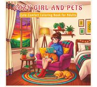 Cozy Girl & Pets Cute Comfort Coloring Book for Adults: Relaxing Kawaii Scenes of Warm Homes, Sweet Pets & Peaceful Everyday Moments