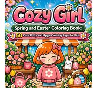 Cozy Girl Spring and Easter Coloring Book: 50 Cute Fluffy and Hygge Coloring Pages for Kids