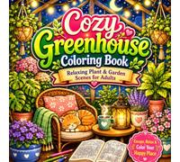 Cozy Greenhouse Coloring Book: Relaxing Plant & Garden Scenes for Adults Featuring Cozy Cats, Squirrels & Bunnies