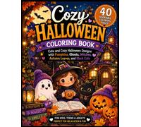 Cozy Halloween Coloring Book: Cute and Cozy Halloween Designs with Pumpkins, Ghosts, Witches, Autumn Leaves, and Black Cats