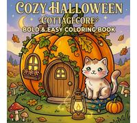 Cozy Halloween Cottagecore Bold & Easy Coloring Book: Adorable Pumpkin Cottages, Cute Witches, Forest Animals, Mushrooms, and Cozy Autumn Scenes for ... Stress Relief, Adults, Teens & Beginners