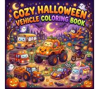 Cozy Halloween Vehicle Coloring Book: 40 Easy & Fun Halloween Vehicles to Color for Kids Ages 3-7