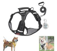 Cozy Harness, No Pull Dog Harness with Leash Set, Adjustable Dogs Vest with Reflective, For Easy Walking and Training for Small Medium Large Dogs (Black,M)