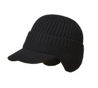 Cozy Head Beanie, 2026 Knit Winter Hat with Brim & Ear Flaps, Warm Elastic Beanie for Men & Women (Black)