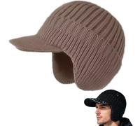 Cozy Head Beanie - Winter Cozy Head Beanies for Women Men with Brim and Ear Flaps for Cold Weather Ski Work (Khaki)