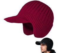Cozy Head Beanie - Winter Cozy Head Beanies for Women Men with Brim and Ear Flaps for Cold Weather Ski Work (Burgundy)