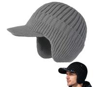 Cozy Head Beanie - Winter Cozy Head Beanies for Women Men with Brim and Ear Flaps for Cold Weather Ski Work (Gray)