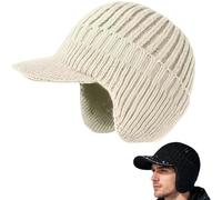 Cozy Head Beanie - Winter Cozy Head Beanies for Women Men with Brim and Ear Flaps for Cold Weather Ski Work (Off-White)