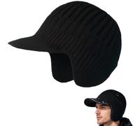 Cozy Head Beanie - Winter Cozy Head Beanies for Women Men with Brim and Ear Flaps for Cold Weather Ski Work (Black)
