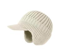 Cozy Head Beanie Winter Hat with Ear Flaps, Fleece-Lined Knit Cap for Men and Women, Warm Outdoor Weather Protection (Off-White)