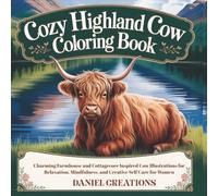 Cozy Highland Cow Coloring Book: Charming Farmhouse and Cottagecore Inspired Cow Illustrations for Relaxation,Mindfulness and Creative Self Care for women