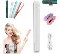 Cozy Home Curling Iron,Mini Dual Purpose Curling Iron,Dualglam Mini Dual-Purpose Curling Iron for Short Hair,Upgrade 2-in-1 Portable Curling Wand and Flat Iron,USB Mini Ceramic Curling Iron (White)