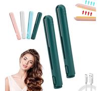 Cozy Home Curling Iron, Mini Dual Purpose Curling Iron, Upgrade 2-in-1 Portable Curling Wand and Flat Iron, Portable USB Mini Ceramic Curling Iron for Short Hair & Long Hair (12)