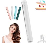 Cozy Home Curling Iron, Mini Dual Purpose Curling Iron, Upgrade 2-in-1 Portable Curling Wand and Flat Iron, Portable USB Mini Ceramic Curling Iron for Short Hair & Long Hair (02)