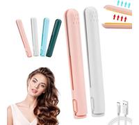 Cozy Home Curling Iron, Mini Dual Purpose Curling Iron, Upgrade 2-in-1 Portable Curling Wand and Flat Iron, Portable USB Mini Ceramic Curling Iron for Short Hair & Long Hair (06)