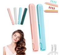 Cozy Home Curling Iron, Mini Dual Purpose Curling Iron, Upgrade 2-in-1 Portable Curling Wand and Flat Iron, Portable USB Mini Ceramic Curling Iron for Short Hair & Long Hair (07)