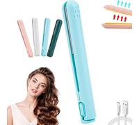 Cozy Home Curling Iron, Mini Dual Purpose Curling Iron, Upgrade 2-in-1 Portable Curling Wand and Flat Iron, Portable USB Mini Ceramic Curling Iron for Short Hair & Long Hair (04)