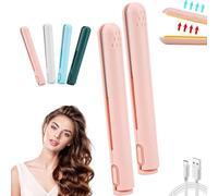 Cozy Home Curling Iron, Mini Dual Purpose Curling Iron, Upgrade 2-in-1 Portable Curling Wand and Flat Iron, Portable USB Mini Ceramic Curling Iron for Short Hair & Long Hair (10)