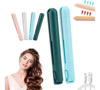 Cozy Home Curling Iron, Mini Dual Purpose Curling Iron, Upgrade 2-in-1 Portable Curling Wand and Flat Iron, Portable USB Mini Ceramic Curling Iron for Short Hair & Long Hair (08)
