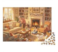 Cozy Home Senior Puzzles 1000 Piezas Recycled Cottage Interior Puzzles Puzzle Game Props Family Gaming Time Juego Educativo Challenge Regalo 70x50cm/1000pcs
