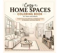 Cozy Home Spaces Coloring Book for Teens and Adults: Simple Cozy Living, Bedroom, and Bathroom Scenes for Relaxation and Stress Relief (Cozy Coloring Series)