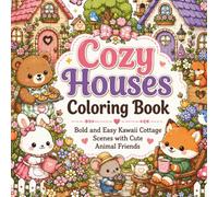 Cozy Houses Coloring Book: Bold and Easy Kawaii Cottage Scenes with Cute Animal Friends - Relaxing Coloring Pages for Kids, Teens & Adults
