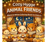 Cozy Hygge Animal Friends: Black & White Coloring Book for Kids 6+: Relaxing, Cute, and Adorable Animal Characters for Stress Relief