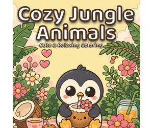 Cozy Jungle Animals: A Cute & Relaxing Coloring Book for Adults and Teens: | Cozy Vibes, Kawaii Animal Scenes, Bold & Easy Designs for Stress Relief, ... and Calm Coloring (Cozy Animal Moments)