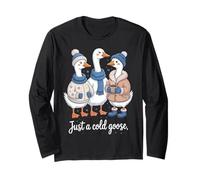 Cozy Just A Cold Goose Christmas Goose Mujeres y Hombres Manga Larga