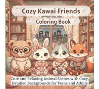 Cozy Kawaii Animal Friends Coloring Book: Cute and Relaxing Animal Scenes with Cozy, Detailed Backgrounds for Teens and Adults