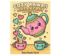 Cozy Kawaii Breakfast Coloring Book: Cute and easy bold outline coloring pages of adorable food, treats, and cute kitchen characters for kids, toddlers and teens .