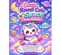 Cozy Kawaii Cats in Space Coloring Book for Kids Ages 4-8: Cute and Easy Cosmic Coloring Pages Featuring Adorable Astronaut Kittens, Planets, Rockets, Stars, UFOs, and Cozy Galaxy Adventures