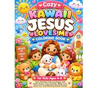 Cozy Kawaii Jesus Loves Me Coloring Book: Cute Christian Coloring Pages with Faith, Prayer, Bible Love, Cozy Animals, Jesus Fun, and Relaxing Kawaii Scenes for Kids Ages 4-8