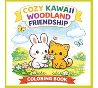Cozy Kawaii Woodland Friendship Coloring Book: A Cute and Relaxing Coloring Book for Kids Age 4-8 Featuring Adorable Woodland Animals, Bunny and Kitten and Easy Fun Pages.