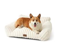 COZY KISS Cama Ortopédica para Perros Pequeños y Medianos 80x60x33cm, Sofá para Mascotas Diseño de Cuerda, Impermeable y Lavable, Piel Sintética Ultra Suave, Crema