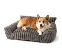 COZY KISS Cama Ortopédica para Perros Pequeños y Medianos 80x60x33cm, Sofá para Mascotas Diseño de Cuerda, Impermeable y Lavable, Piel Sintética Ultra Suave, Gris