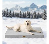 COZY KISS Cama Refrescante Perros Extragrandes XL, Q-MAX>0.4 Cojín Ortopédico Transpirable Espuma Gel, Alfombrilla Lavable Jaula, Desmontable, Antideslizante, 112x81x10cm, Gris Plata