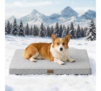 COZY KISS Cama Refrescante Perros Grandes L, Q-MAX>0.4 Cojín Ortopédico Transpirable Espuma Gel, Colchón Lavable Jaula, Funda Desmontable, Antideslizante, 91x69x7.5cm, Gris Plata
