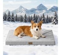 COZY KISS Cama Refrescante Perros Grandes L, Q-MAX>0.4 Cojín Ortopédico Transpirable Espuma Gel, Colchón Lavable Jaula, Funda Desmontable, Antideslizante, 91x69x7.5cm, Gris Plata